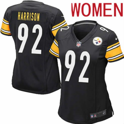 Women Pittsburgh Steelers #92 James Harrison Nike Black Game Player NFL Jersey->women nfl jersey->Women Jersey